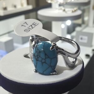 NATURAL TURQUOISE  POLISHED CABECHON NEW SIZE 7 STAINLESS STEEL QUALITY RING